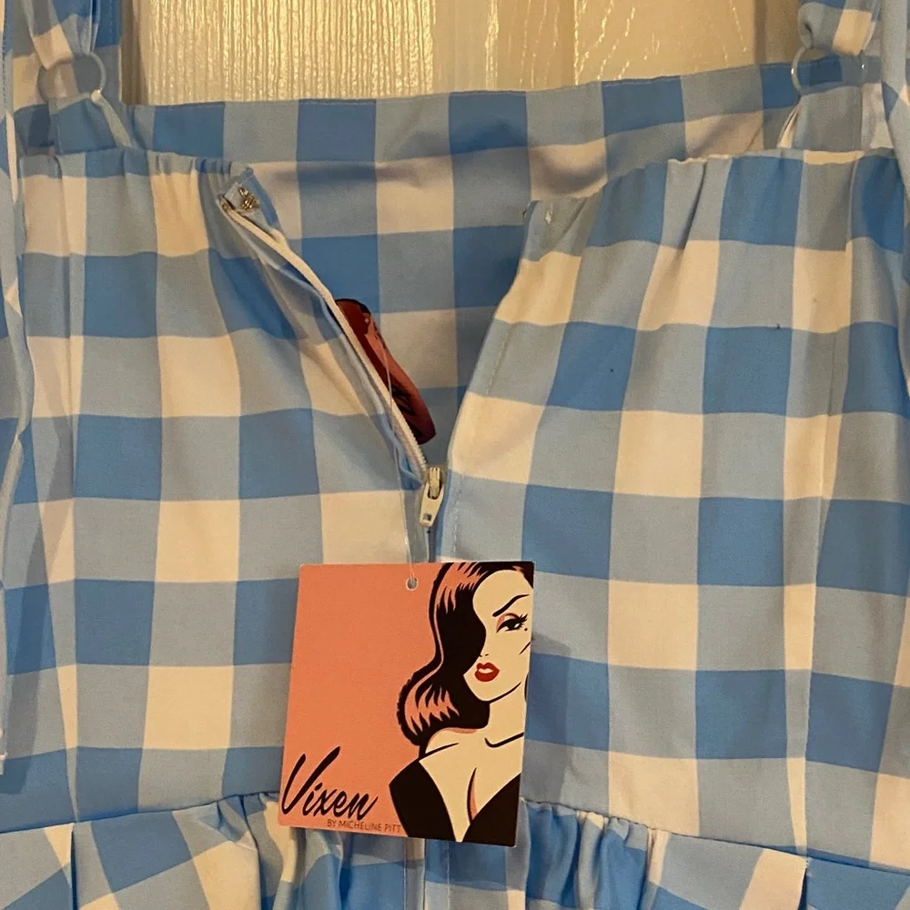Dream-House Dress in Blue Gingham Vixen by Micheline Pitt - Picture 6 of 7